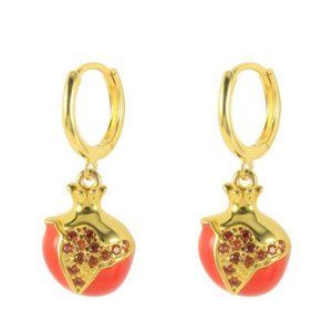 18k Gold Plated 925 Sterling Silver Pomegranate Drop Earrings, Armenian …